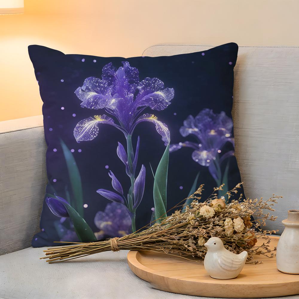 Cushion Cover Linen SkinFriendly Soft Decorative Case for Sofa Home Decor Fashion Iris Pillow Cover