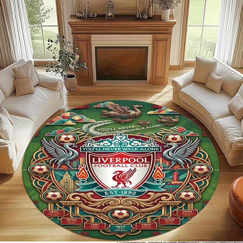 Liverpool Football Club Print Round Rug, Washable Floor Carpet, For Entryway Dorm Laundry Room Office Study, Home Decor Birthday Christmas Gift