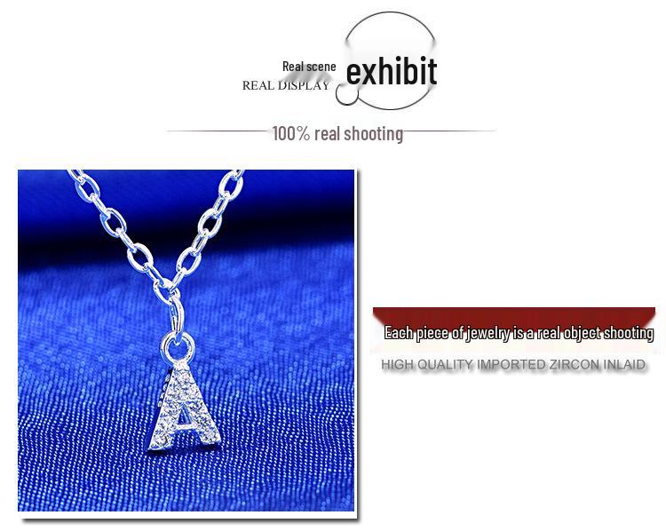 Collana con Ciondolo Alfabeto Argentato Stile Coreano - Catena Clavicola Moda Donna