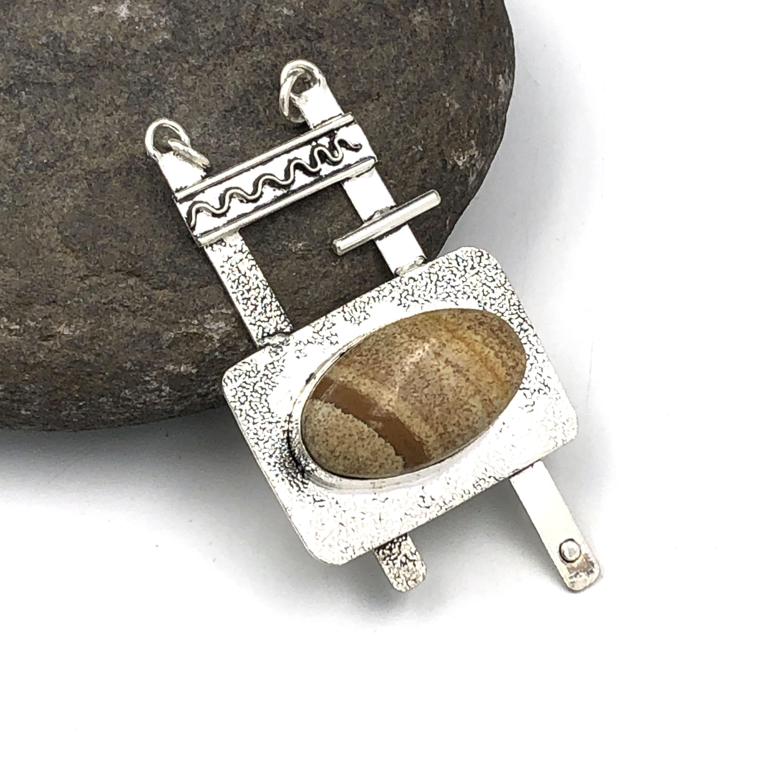 

Natural Picture Jasper Gemstone 925 Sterling Silver Jewelry Pendant 2.81 AJP-117