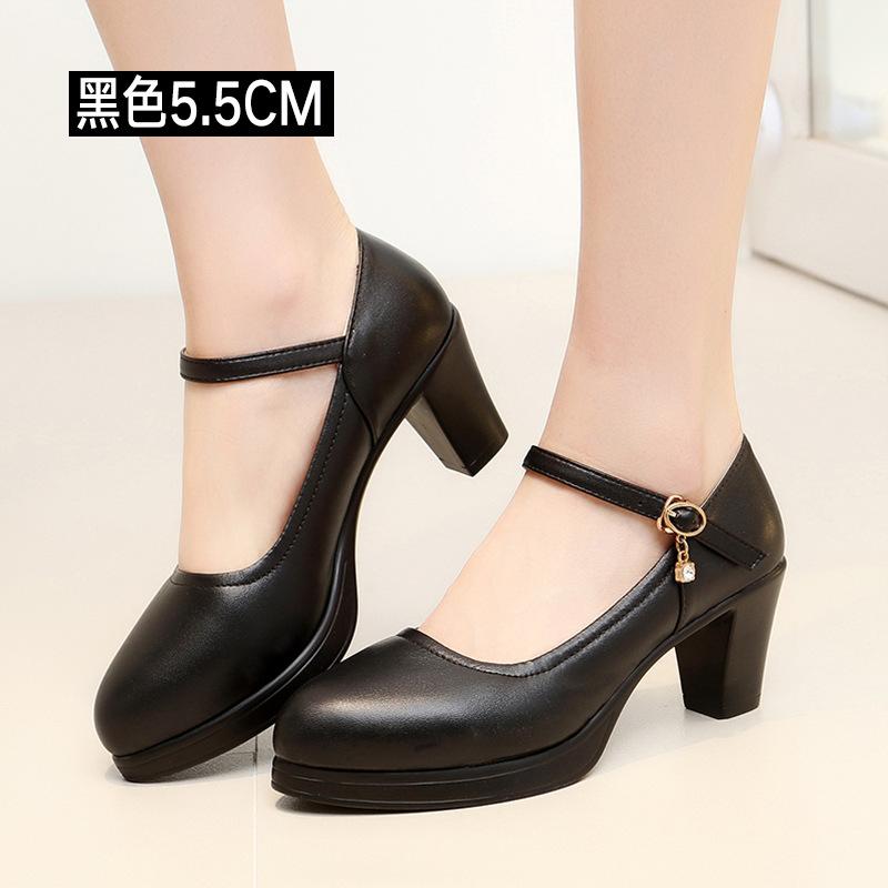 Genuine Leather Women Shoes Pointed Pumps Platform High Heels Fashion Party Wedding Shoes Black Work Shoe Plus Size 32-43