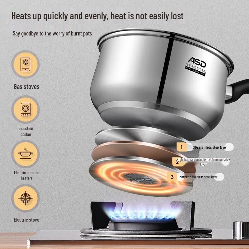 ASD 16cm 304 Stainless Steel Milk Pot