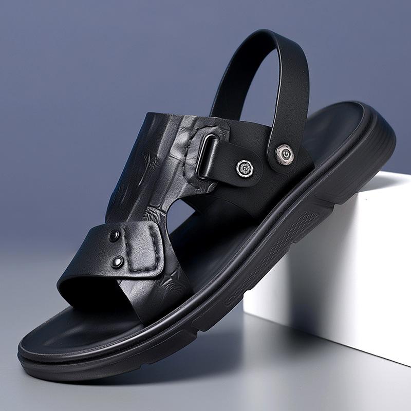 

Fashion 2024 Summer Designer Men s Sandals Fashionable Genuine Leather Thick Sole Lightweight Outdoor Beach Roman Style Man Shoes 38