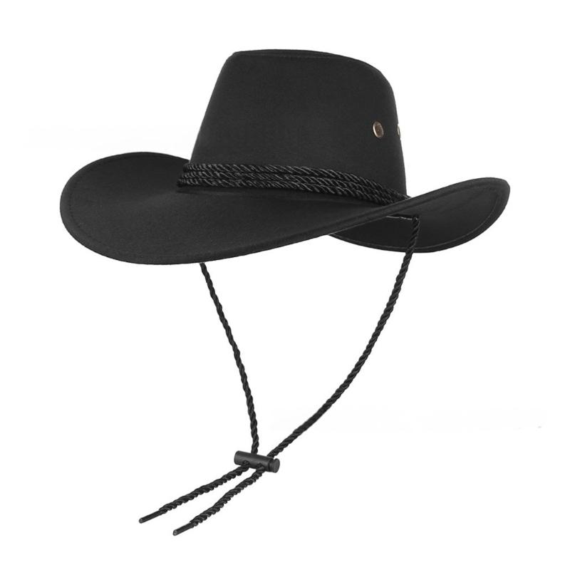 Adjustable Cowboy Hats For Men And Women Western Styles Outdoor Hiking Camping Wide Brims Hat for Travel Everyday Wear чёрный