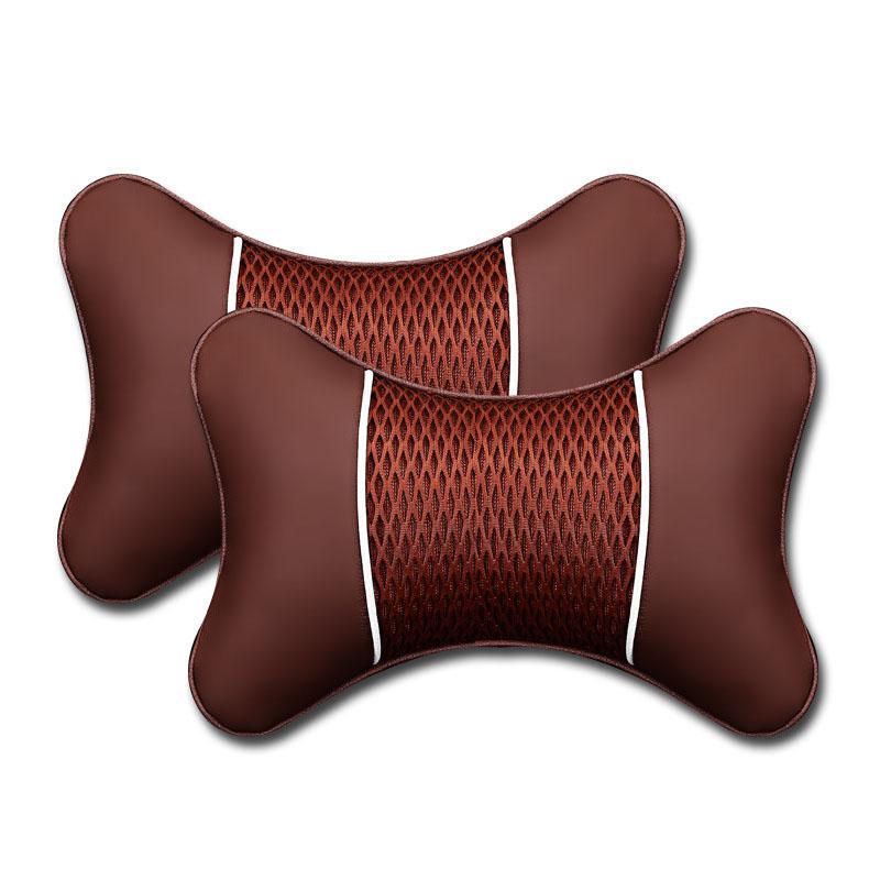 PU Leather Knitted Car Pillows Headrest Neck Rest Cushion Support Seat Accessories Auto Black Safety Pillow Universal Decor