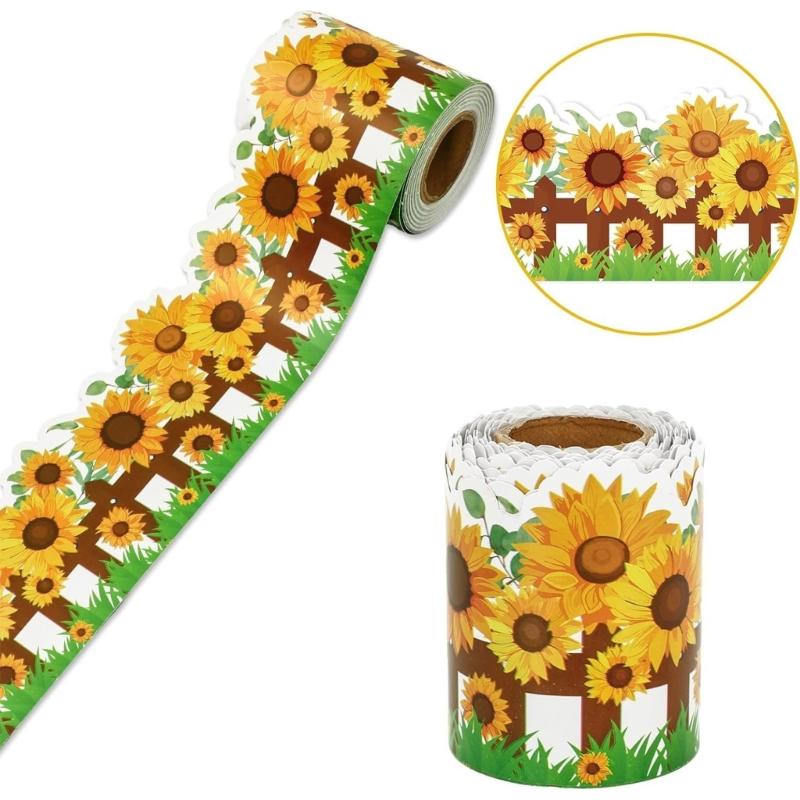 10m Bulletin Board Borders Flowers Classroom Blackboards Flowers Border Trim Decoration for Poster Boards Decoration