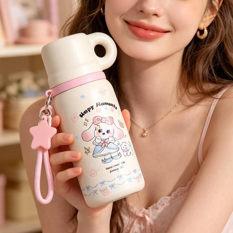 Water bottle soft cute party with lid three drinks thermos cup with star pendant portable accompanying female cute cartoon water cup