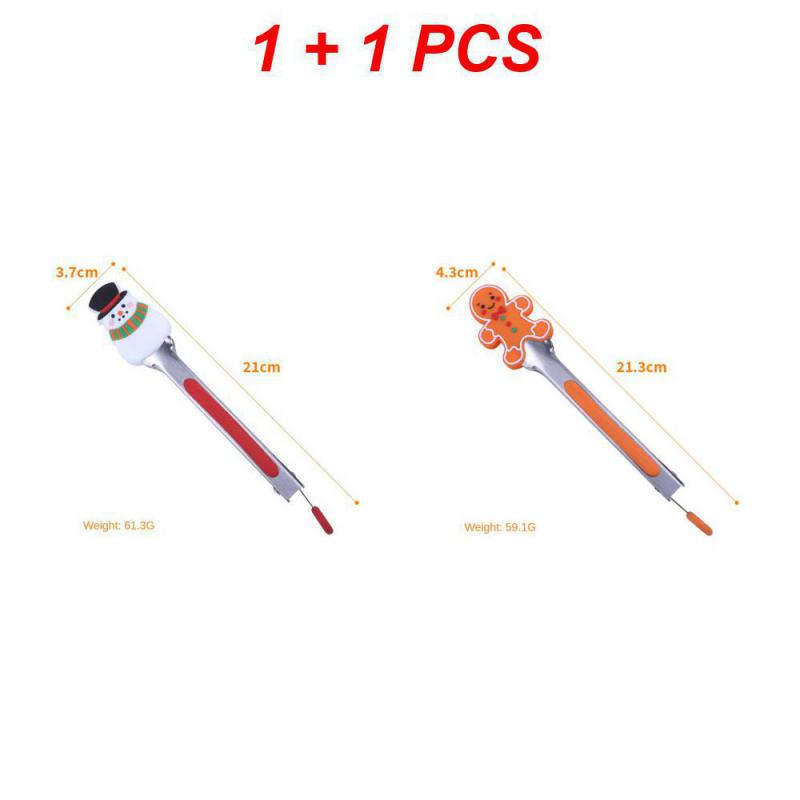 Silikon Lebensmittelclip Weihnachts-Stil Backzange Edelstahl Brotklemme Hitzebeständig Grillclip für Zuhause Küche Picknick