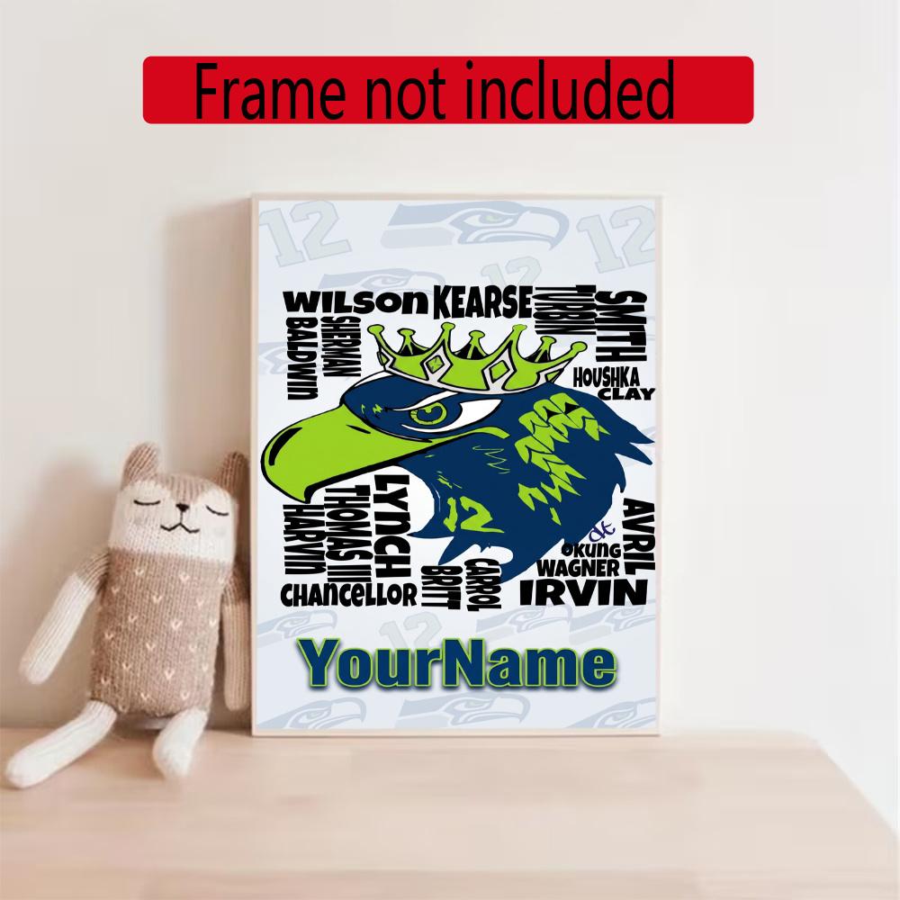 Seattle Seahawks Personalized Name Round Diamond Painting Kit Diamond Embroidery Painting Rhinestones Mosaic Frameless Handwork Decoration Arts