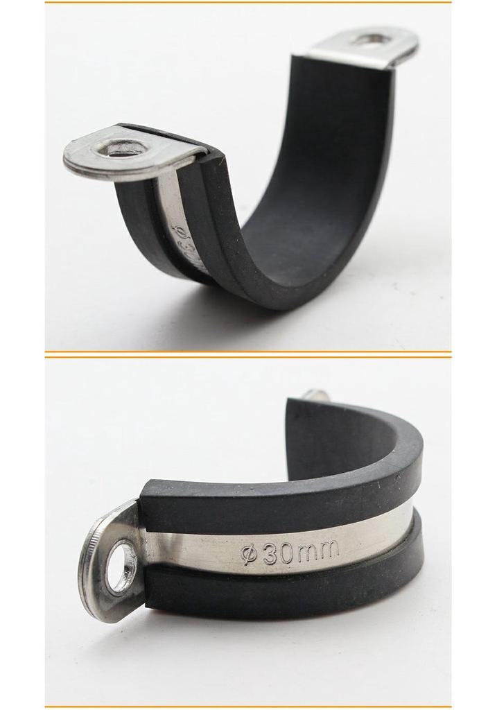 304 Stainless Steel Saddle Clamp with Rubber Strip - Pipe Support and U-Bolt Hose Clip