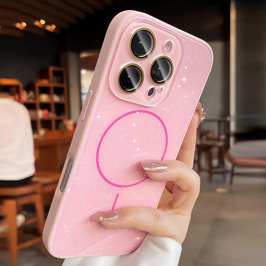 Luksusowe Brokatowe Etui Magsafe do iPhone 15 16 Plus 13 12 14 11 Pro Max Ochrona Aparatu Ładowanie Bezprzewodowe Pokrowiec PC dla iPhone16