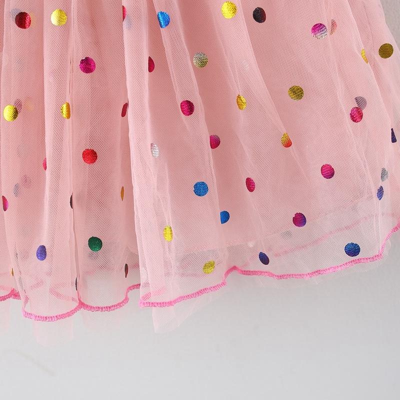 Summer New Year-old Girl Baby Wave Point Fluffy Mesh Skirt Baby Girl Flying Sleeve Princess Skirt Fairy Girl Skirt