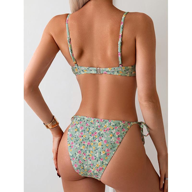 New printed strappy split swimsuit women's beach hot spring bikini swimsuit