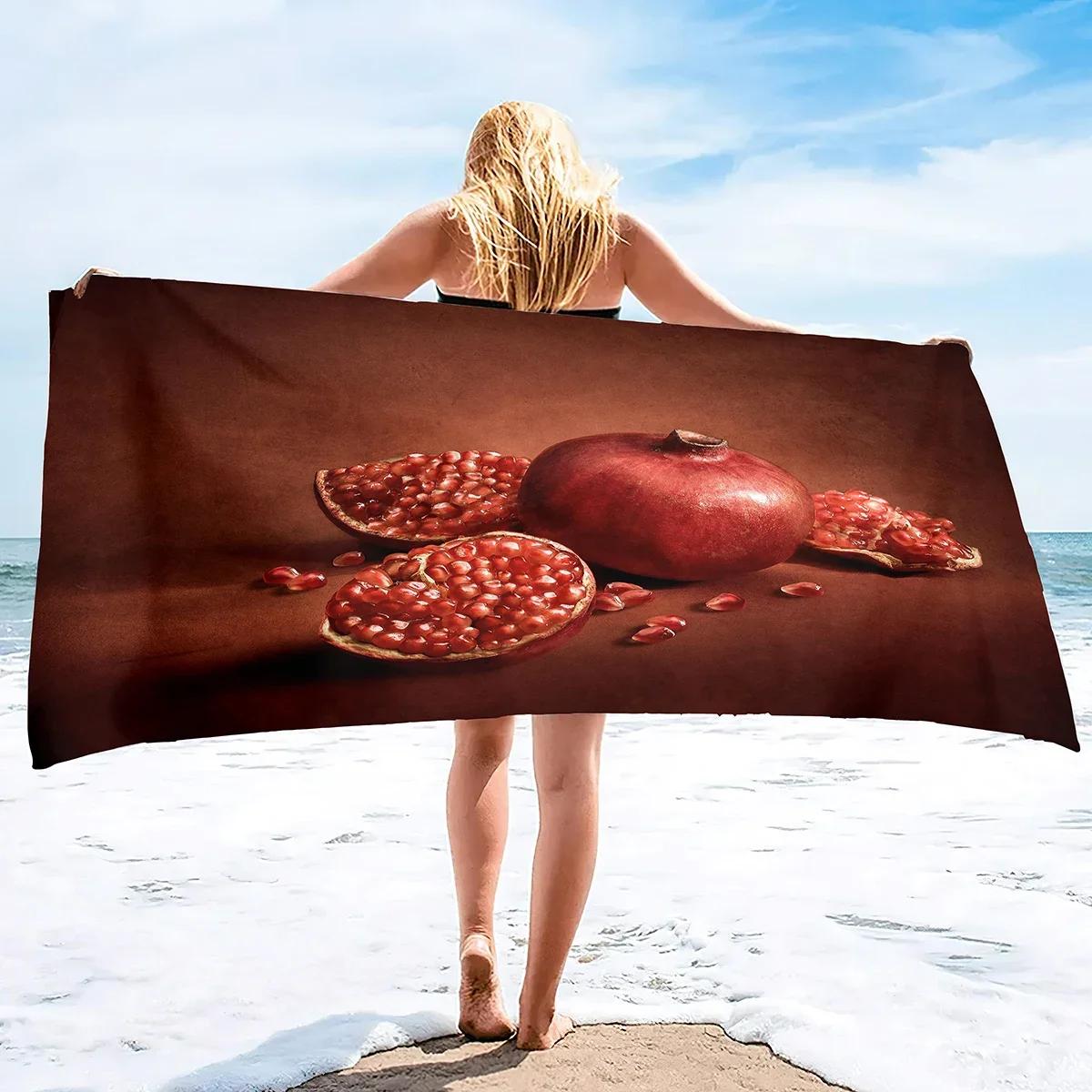 

Microfiber Beach Towel, Pomegranate Fruits Summer Bath Towels Quick Drying Lightweight Travel Towels Absorbent Beach Bath Towel W30*H60(CM)