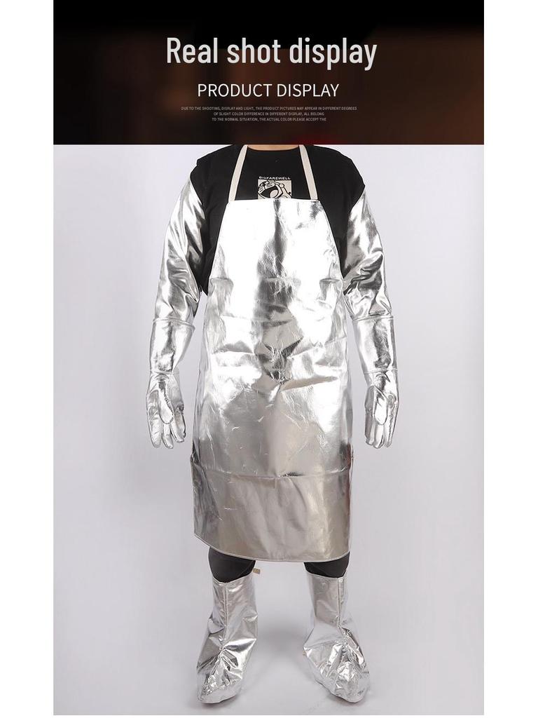 Aluminum Foil Heat-Resistant Protective Gear: Fireproof Apron, Leg Guards, Gloves, and Sleeves for High-Temperature Aluminum and Steel Work.