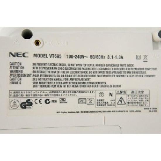 BRUKT NEC VT695J 3LCD XGA-projektor – 2500 ANSI lumen, 1040×768 oppløsning, 100–240 V AC