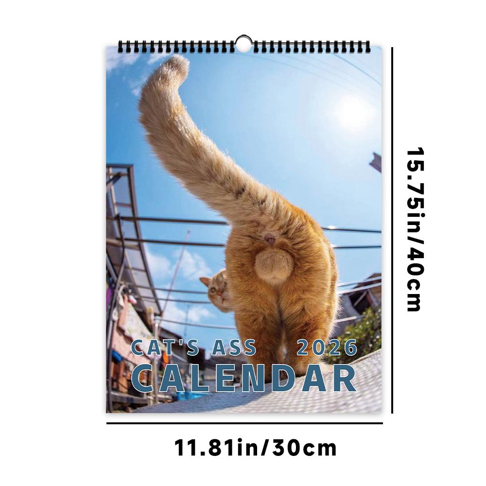 

1pc Funny Cat Butt Wall Calendar - Pet Cat Theme, 12 Different Designs, Suitable as a Gift for Birthdays, Christmas and New Year