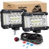 Nilight LED Light Bar 4.3' Side Shooter Triple Row Spot Flood Combo with Wiring Harness Kit for Off Road Driving Fog Work Lamp