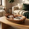 Handgeflochtener Korb für Snacks, Brot, Obst Tisch-Organizer Rustikales Rattan Für Wohnzimmer Couchtisch Gemütliches Zuhause