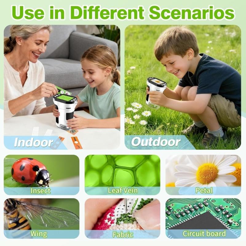 Giocattolo Scientifico Schermo a Colori da 2 Pollici Microscopio Digitale 1000X Per Bambini Fotocamera Portatile Dispositivo di Ingrandimento LED