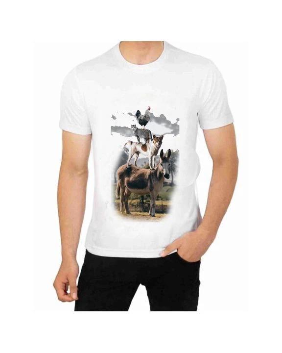 Mule Dog Cat Chicken Stacked Up Cute T-Shirt for Men Apparel Pets Animals XL