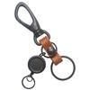 Highstyle Tochigi Leather & Carabiner & Reel Key Holder (Camel)
