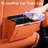 Storage Pocket Car Garbage Bag Leather Seat Hanging Trash Can  Car Storage