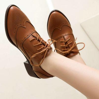 Fashion 2025 New British Style Point Toe Casual Women Shoes Neutral Lace Up Trend Fashion Heels Shoes Spring And Autumn Women Shoes