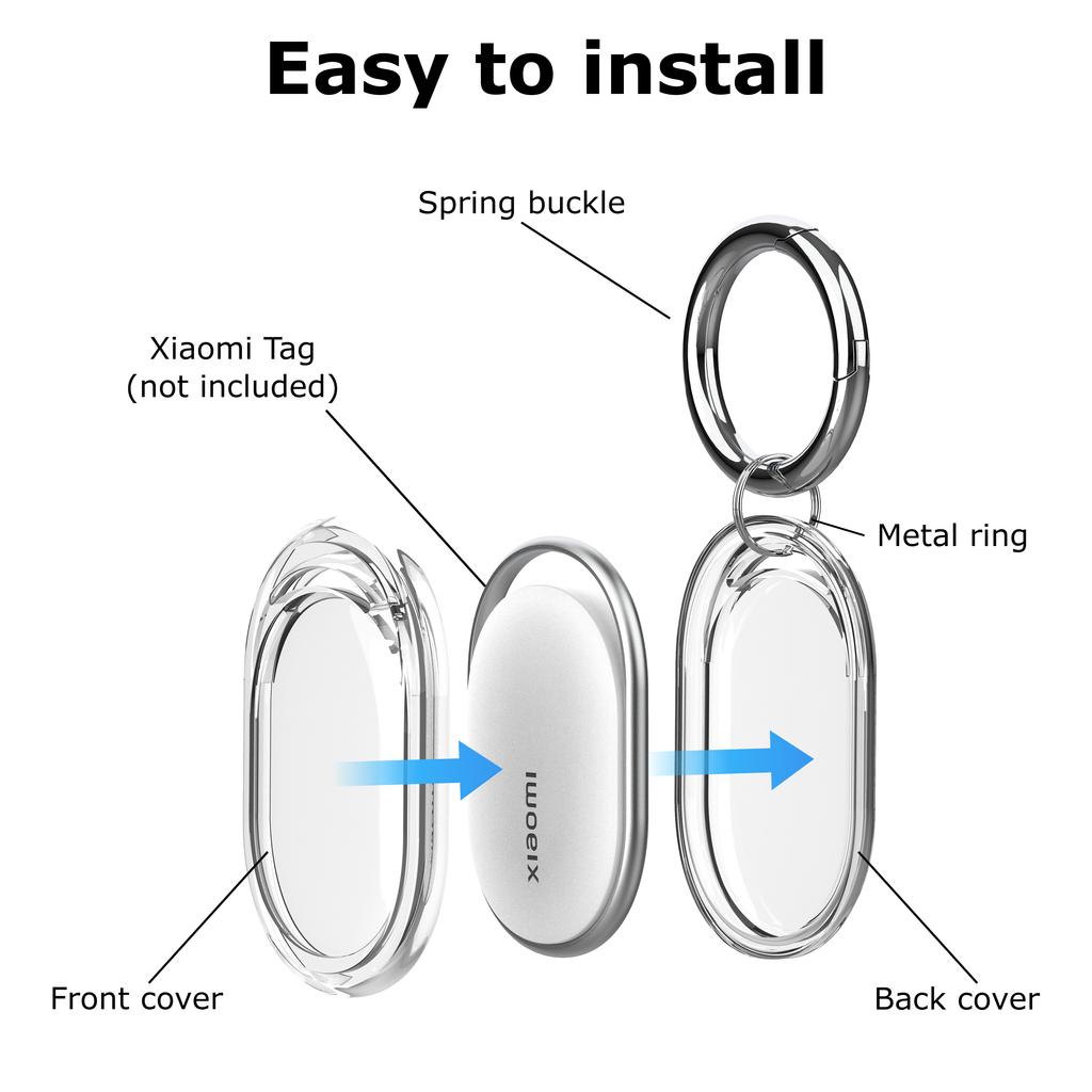 4Pack Waterproof TPU Case For Xiaomi Tag, Full Body Holder Keychain, Anti-Scratch Cover for Xiaomi Tag, Luggage, Pet Collar, Car Key