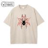 Mens Casual Washed TShirt Trendy And Stylish Pure Cotton Short Sleeve Unique Spider Print Summer Everyday Commute Top