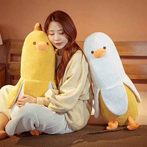 Homehalo Plush Banana Duck Body Pillow, Cute Animal, Fluffy, Long, Comfortable, Perfect for Sleeping Together, Mother's Day, or Christmas (50cm, White