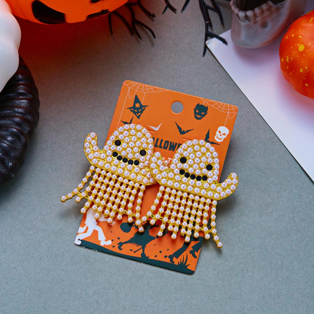 Funny Halloween Ghost Dangle Earrings For Women BOO Letter Simulated Pearl Ghost Earring Party Festival Horror Jewelry Gifts