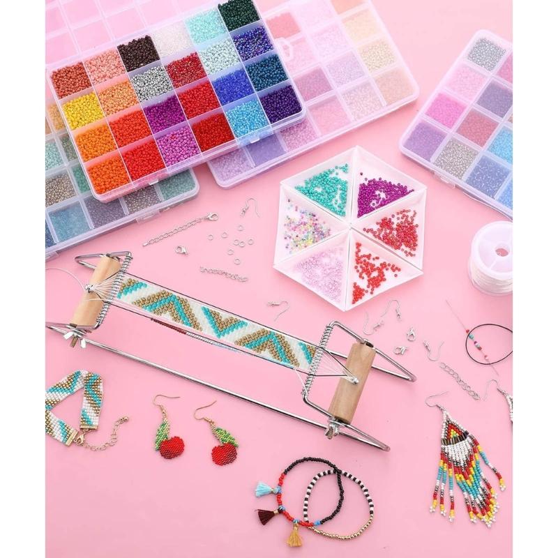 Beading Loom Jewelry Making Tool Bead Weaving Kit  Lightweight Knitting Machine for Creating Bracelets and Necklaces