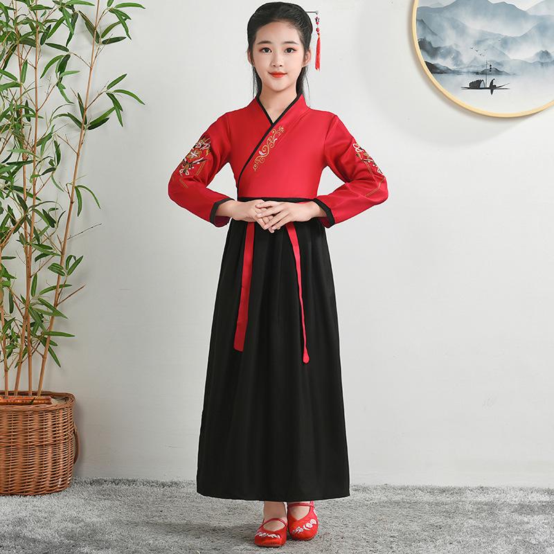 Hanfu Children's Traditional Costume: Boys' National Studies and Girls' Ancient Ruqun Tang Suit for School Performances.