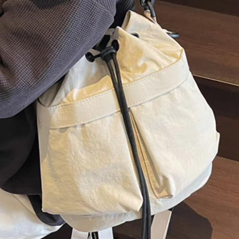 Canvas Bag Women's Niche Design One-shoulder Bucket Korean Style Ins Multi-function Backpack