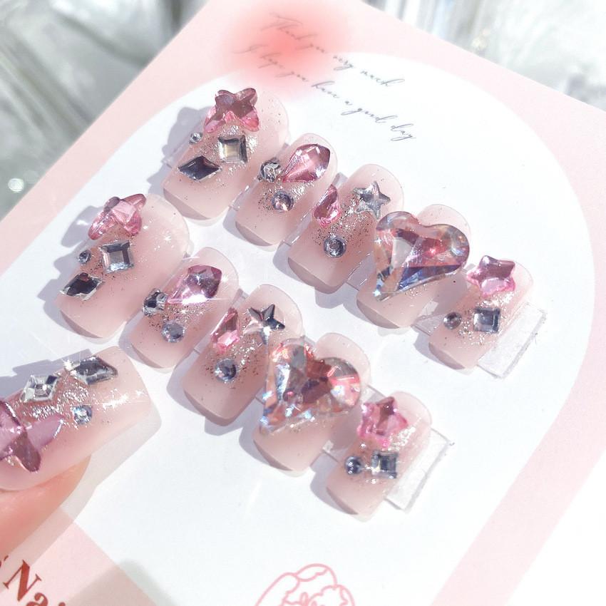 Fashion Nail Handworn Delicate Rhinestones Classic Detachable Nail Patch Style