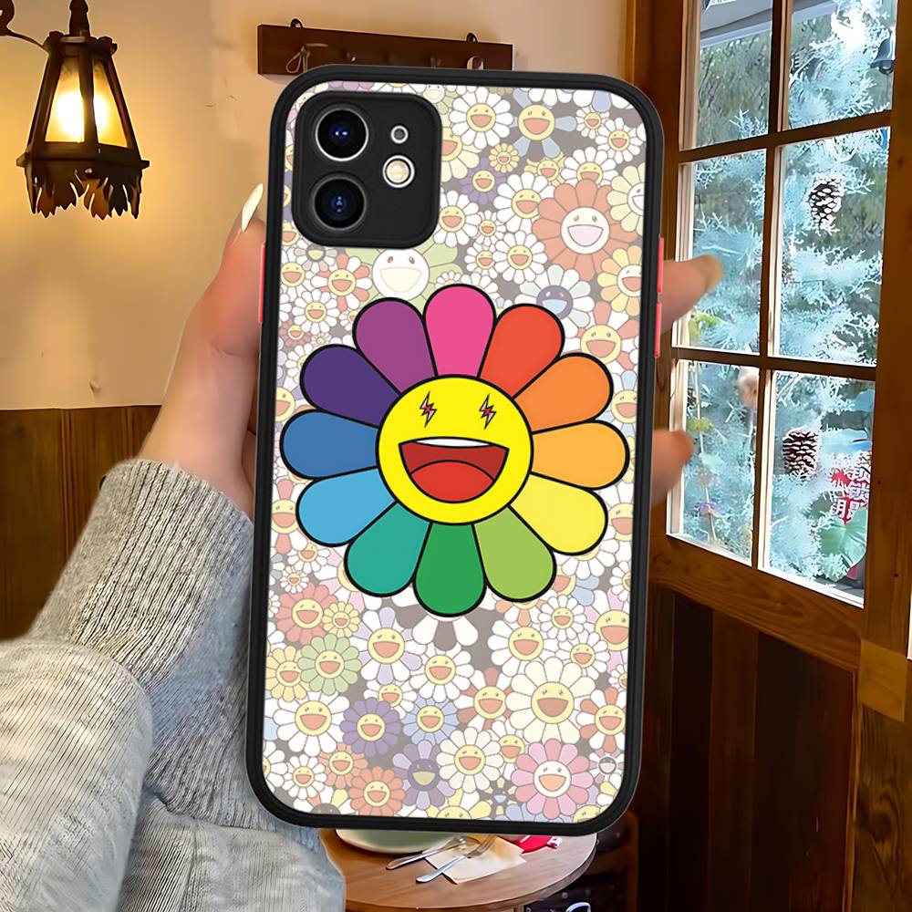 T-Takashi Blume M-Murakami Handyhülle Für IPhone 16 15 14 13 12 11 Pro Max XS Max X Plus Matt Stoßfeste Hülle