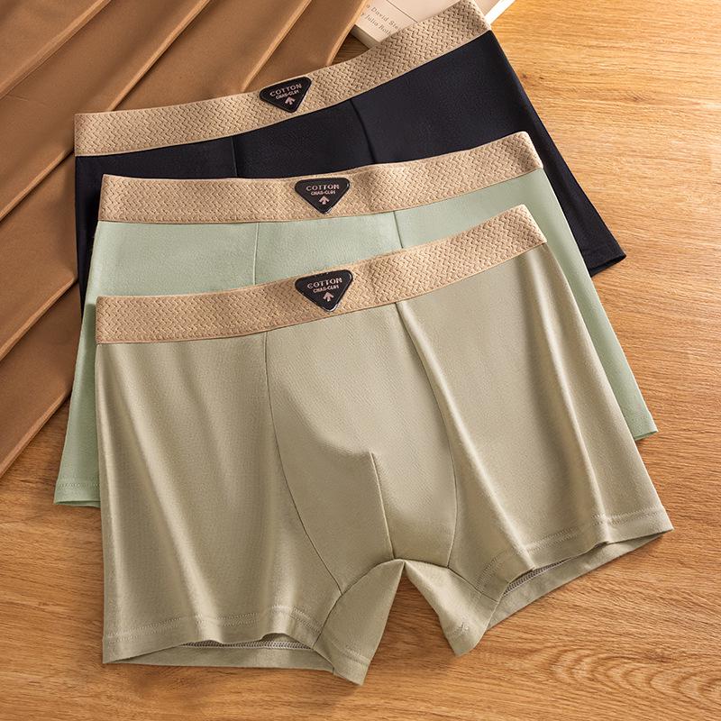 Men's 10A Antibacterial Cotton Boxer Briefs - Mid-Rise, Breathable Square Leg Underwear, Youthful Trend Shorts, Plus Size Available.