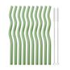 12Pcs Colorful Glass Straws Wavy Reusable Drinking Straws Eco-friendly Straws for Drinks Coffee Milk Tea Straw Barware