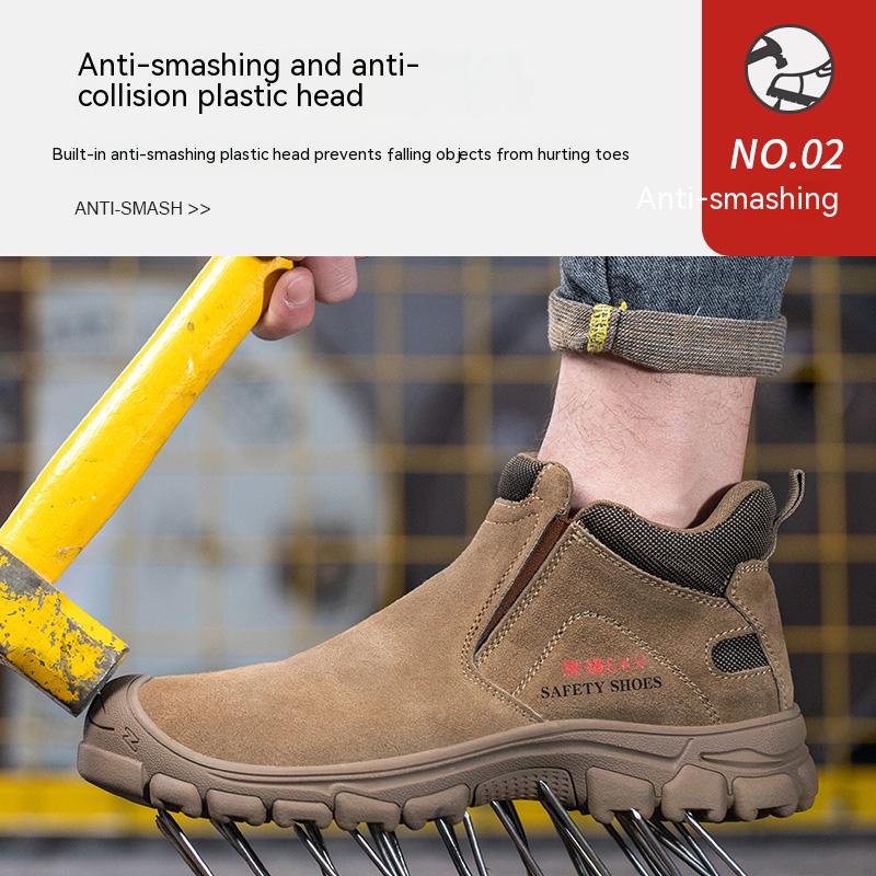 Men's Steel Toe Work Boots Anti-Smash Safety Shoes - Non Slip Construction Workwear Insulation 6KV Breathable Outdoor Boots