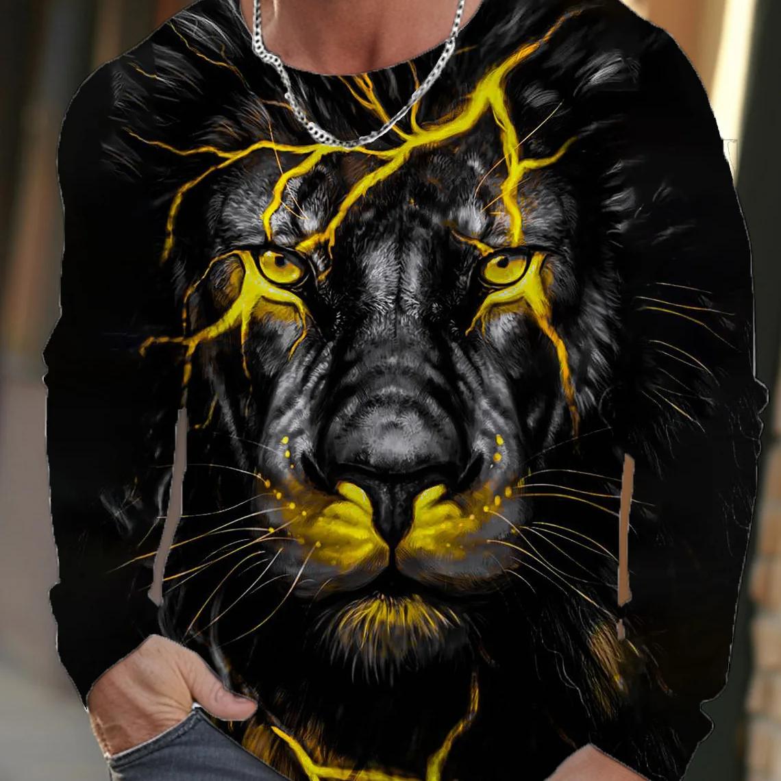 ETST 03 Vintage Heren T-shirt met lange mouwen, 3D-printoverhemden, Mode Dierenwolf Grafische korte mouwen, Oversized streetwear tops, T-shirts XL