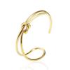 Women's 18K Gold Plated Knot Bangle - Creative Design, Long & Short Opening, Fashionable Titanium Steel Jewelry