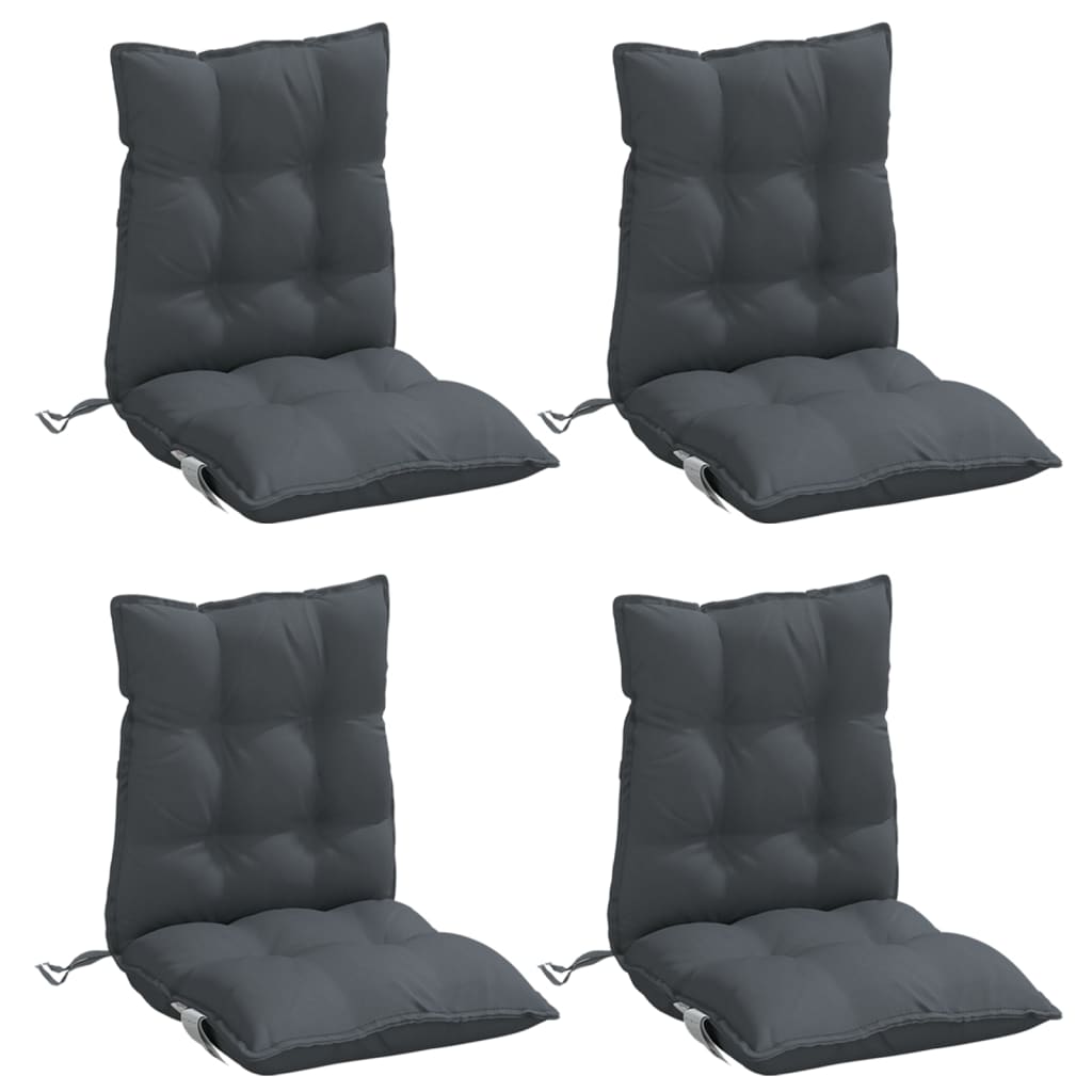 Low back Chair Cushion Set 4 pcs Anthracite Oxford Fabric