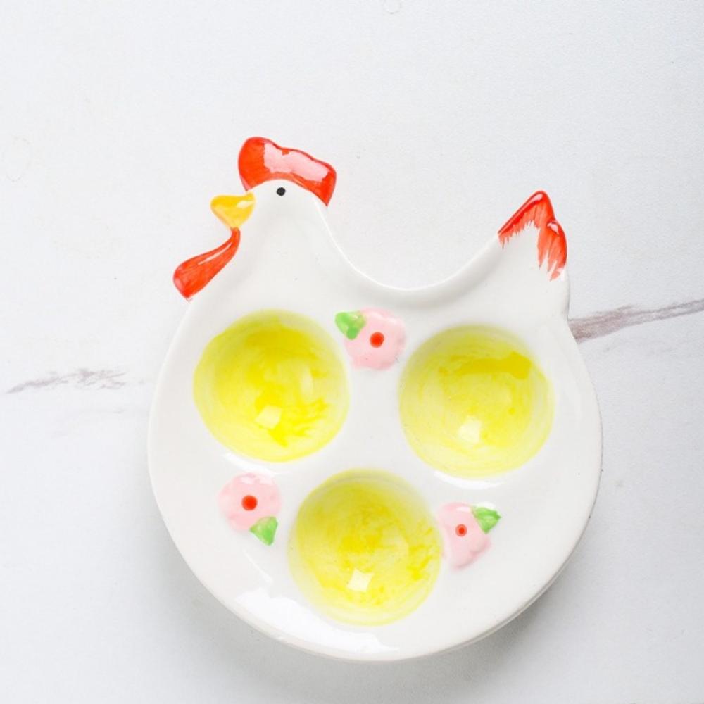 Ceramic Egg Holder Cute Egg Storage Compartments Reusable Egg Tray Egg Tool