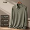 FIRS Men's Cotton-Silk Blend Long Sleeve Business Casual Polo Shirt