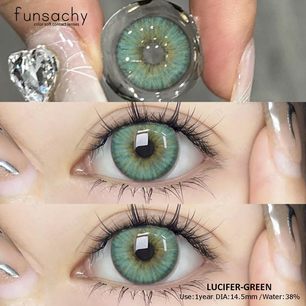 FUNSACHY 1 Paar koreanische farbige Kontaktlinsen für die Augen, modische Schüler, kosmetische natürliche Linsen, graue Linsen, weiche blaue Linsen, jährlich