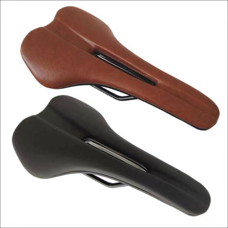 Comfortable PU Leather Bike Saddle Mountain Road Bicycles Unisex Cycling Seat With Steel Rail