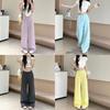 Space Cotton High Waist Drawstring Wide Leg Lounge Pants For Women With Pockets