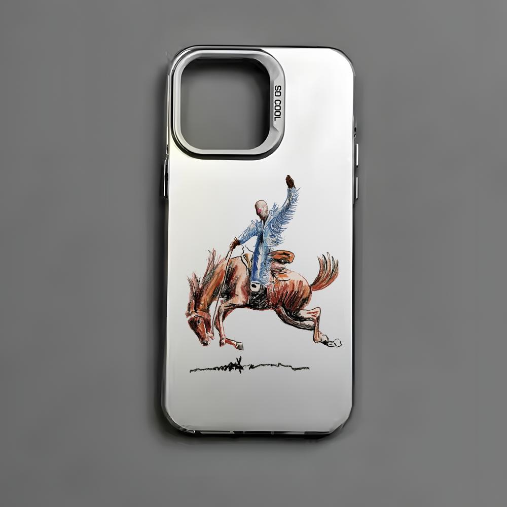 

B-Bad Bunny Art Phone Case For iPhone 17 Air 16 e 15 14 13 12 11 Pro Max Plus Mini SE2020 2022 Black Laser Metallic Aurora Cover iPhone 14 Pro