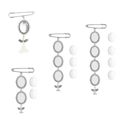 Wedding Bouquet Photo Charm Angel Pin Brooch Boutonniere Lace Frame for Wedding Shower Bride DIY Photo Pendant Brooch